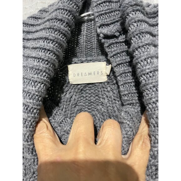 Dreamers Women's Sweater Cowl Neck Cable Knit Gray Size Large - Picture 3 of 4